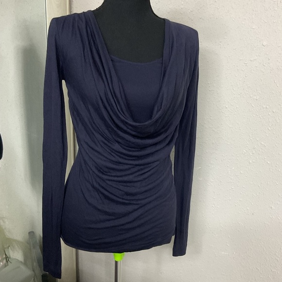 Club Monaco Midnight Blue Drape Blouse - Picture 1 of 7